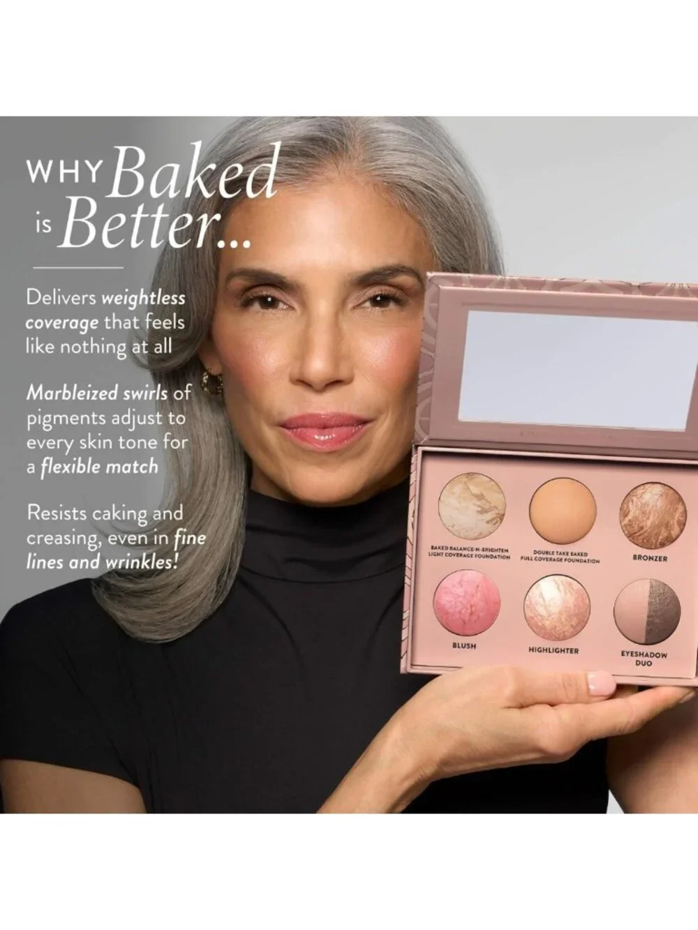 All-in-One Baked Makeup Palette for Mature Skin | Foundations, Blush, Bronzer